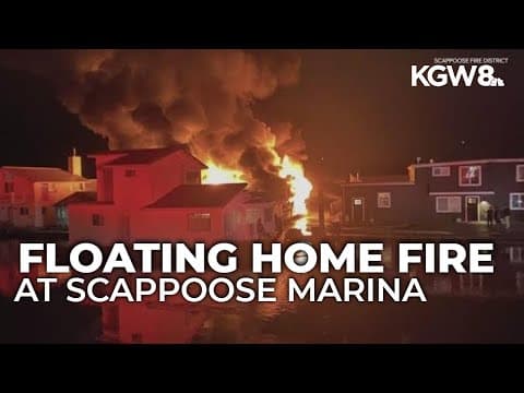 Two-alarm fire consumes floating home at Scappoose marina