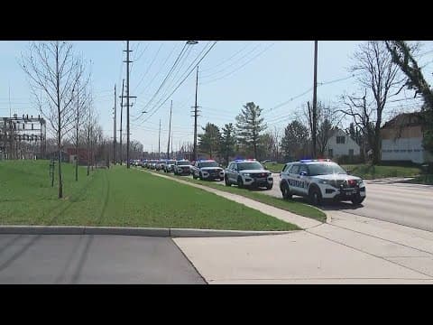Columbus police hold procession for off-duty officer who died in Delaware crash