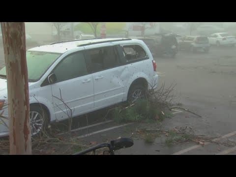 Rare tornado touches down in central California