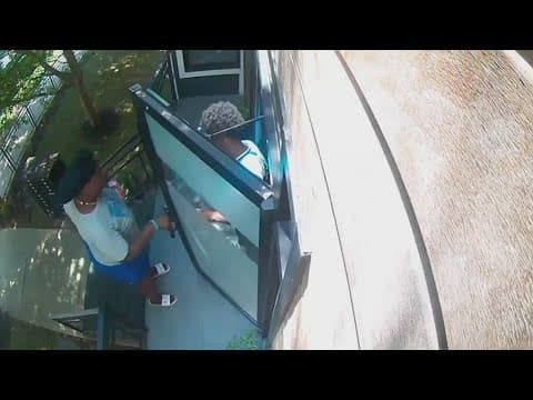 Video shows woman stealing Amazon package after following delivery driver
