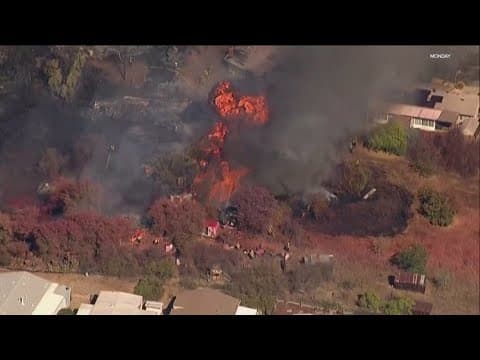 Residents view the aftermath of the fire in Lakeside that destroyed multiple homes