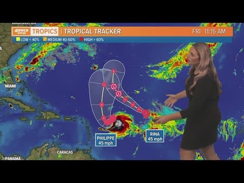 Rina and Philippe interacting in the Atlantic, no land impacts expected