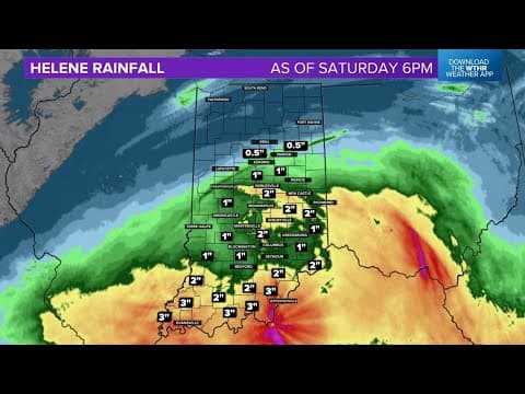 Central Indiana rainfall totals from Hurricane Helene remnants