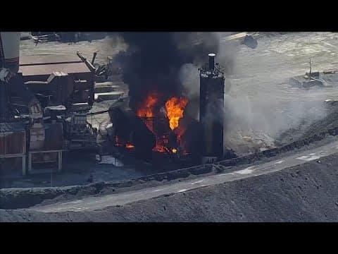 WATCH: Officials give update after large fire burns through oil tanks at Maryland quarry