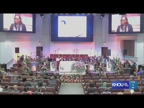 Prairie View A&M president Tomikia LeGrande speaks at Congresswoman Sheila Jackson Lee's viewing