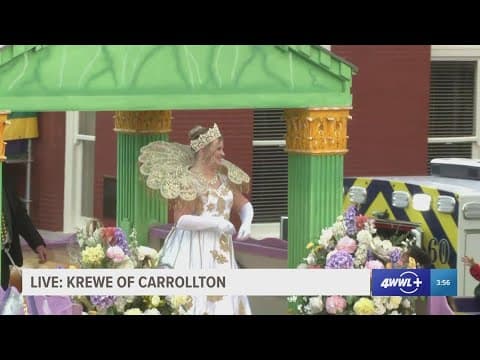Queen of Krewe of Carrollton toasts with Mayor Cantrell, accepts key to the city