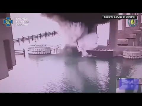 New video shows underwater explosion striking bridge between Russia and Crimea