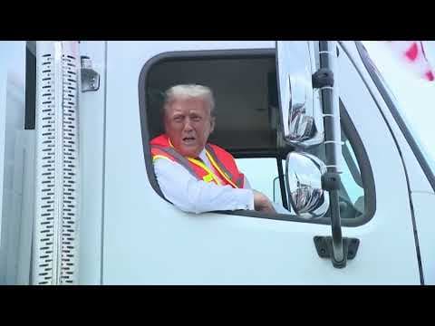 Donald Trump boards garbage truck to draw attention to Biden's remark