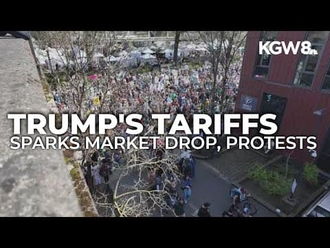Trump’s tariffs take effect, sparking market drop and nationwide protests