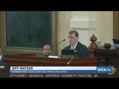 Whistleblower Jeff Mateer testifies in Ken Paxton impeachment trial