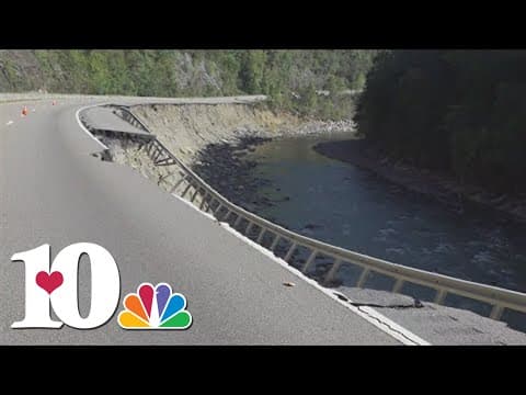 Gov. Bill Lee views damage to I-40 in Cocke County