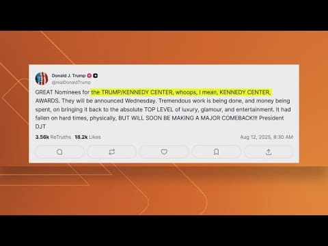 Trump refers to Kennedy Center as "Trump/Kennedy Center" ahead of appearance