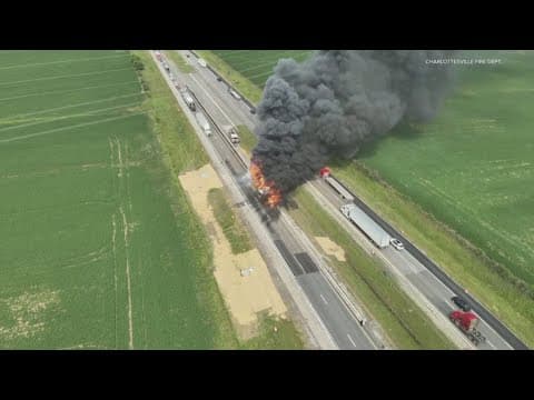 Crash leads to semi fire on I-70 in Hancock County