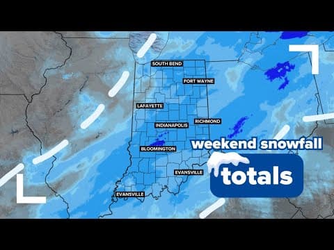Snow totals across central Indiana from Sunday (Feb 16th)