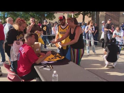 T.J. McConnell greets fans, throws out first pitch at Indianapolis Indians game