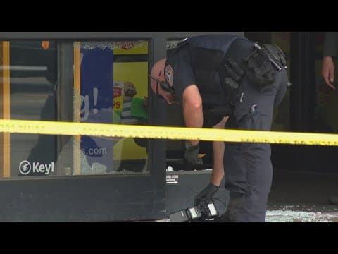 Near north Indy Kroger storefront damaged by gunfire