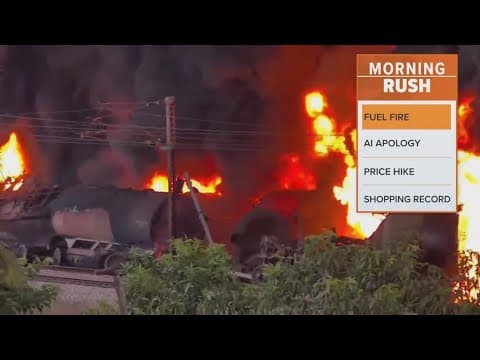 Tanker train catches fire in India