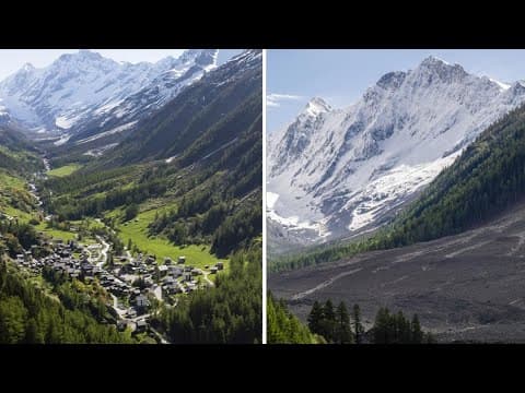 Swiss glacier collapses, destroying 90% of an Alpine village