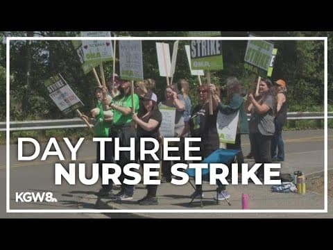 Outside of Providence Seaside, striking nurses and clinicians picket for a better deal