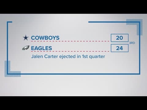Eagles lead Cowboys 24-20 before suspension due to weather