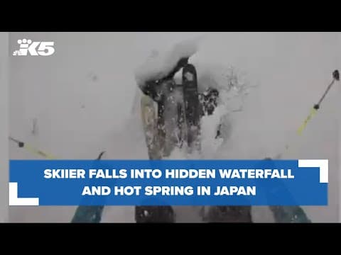 Skiier falls into hidden waterfall