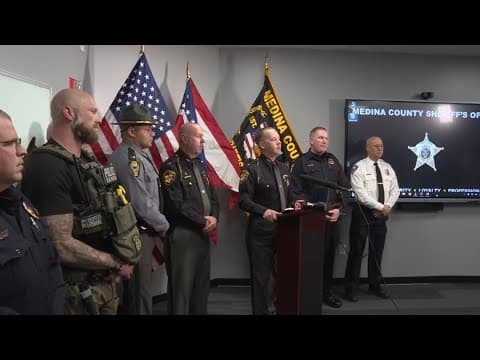Law enforcement officials hold press conference after fatal shooting of Ohio Amber Alert suspect