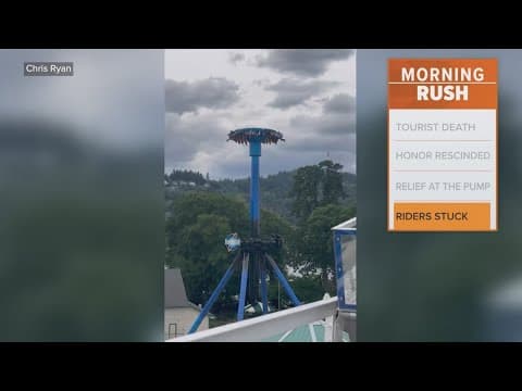An Oregon amusement park ride gets stuck upside down