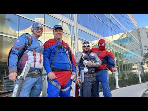 Super window washers cheering up kids at Rady Children's Hospital