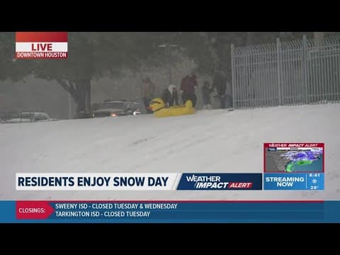 Houston residents get creative to go sledding on snow day