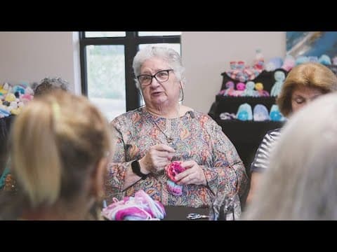 Local seniors help knit hats for newborn babies