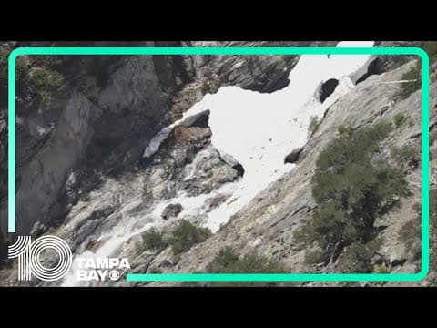 Snowmelt creates waterfall in Southern California
