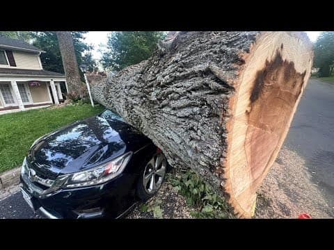 Tree comes crashing down on several parked cars in Fairfax County