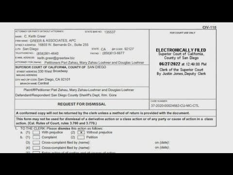 Zahau family drops lawsuit against former San Diego County Sheriff Bill Gore