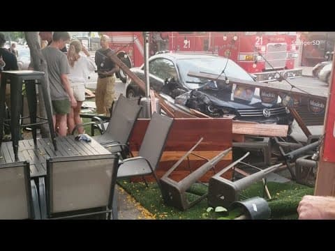 Car crashes into Woodstock's Pizza outdoor dining patio