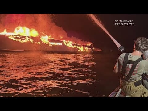 Late-night lake cruise turns fiery: Fisherman rescues three from burning boat