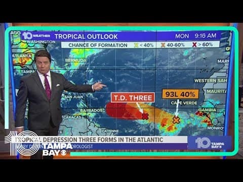 Tracking the Tropics: Tropical Depression Three forms in the central Atlantic