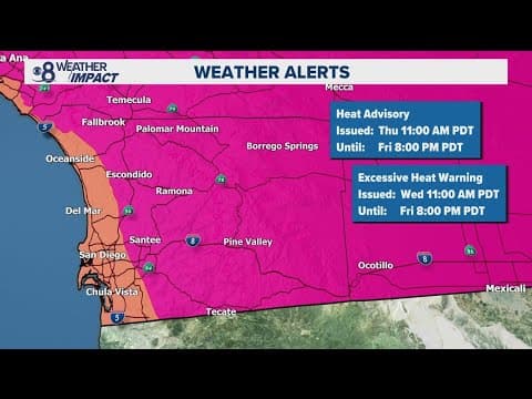 Dangerous heat alerts for San Diego County Wednesday through Friday