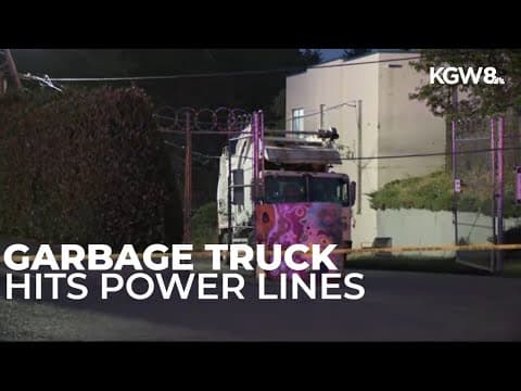 Garbage truck hits power lines in Northeast Portland