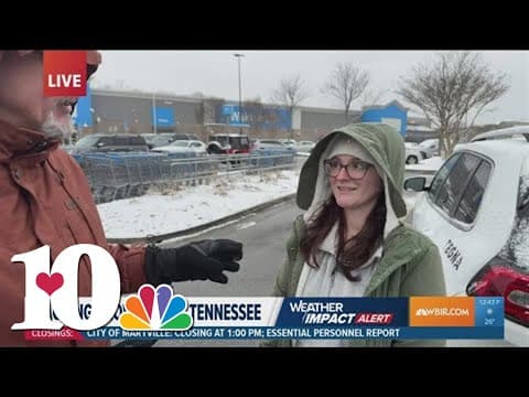 People brave the snow for supplies