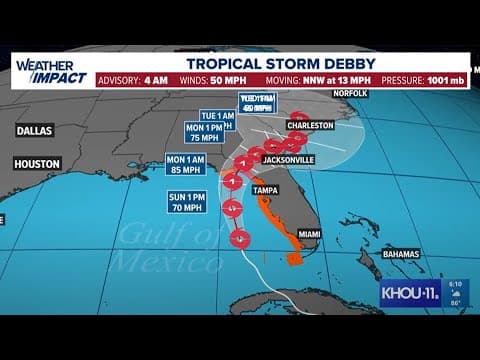 Tropical tracker: TS Debby moves toward Florida | See latest forecast path