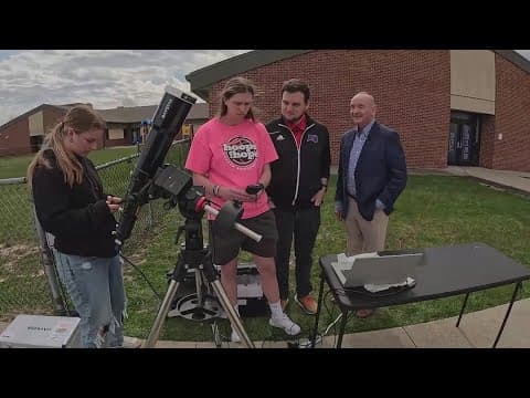 Astronomy class at Indiana high school working with special telescope for eclipse funded by NASA