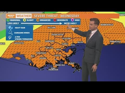 Timeline: Severe weather expected Wednesday and southeast Louisiana