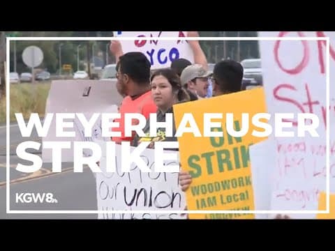 Picketers set up at the Weyerhaeuser facility in Longview, Washington on Day 1 of strike