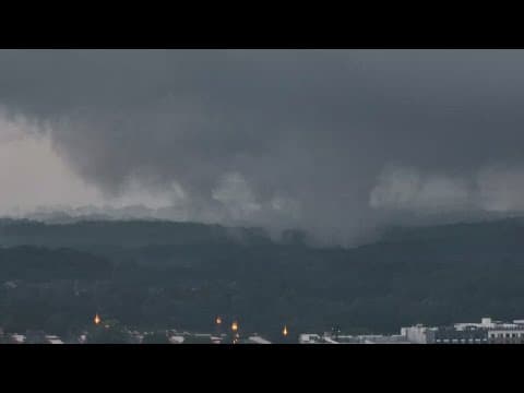 Drone footage of tornado on the ground in Montgomery County