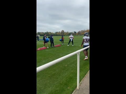 Broncos running back drills at Tottenham Hotspur training centre