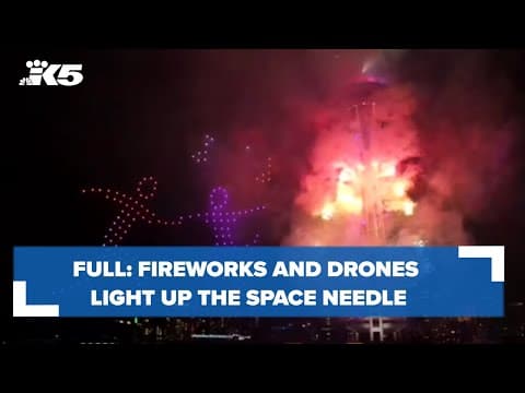 Happy New Year: Fireworks and drones light up the Space Needle