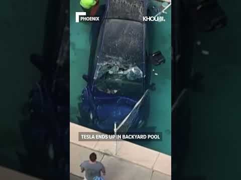 That sinking feeling: Tesla crashes into backyard pool