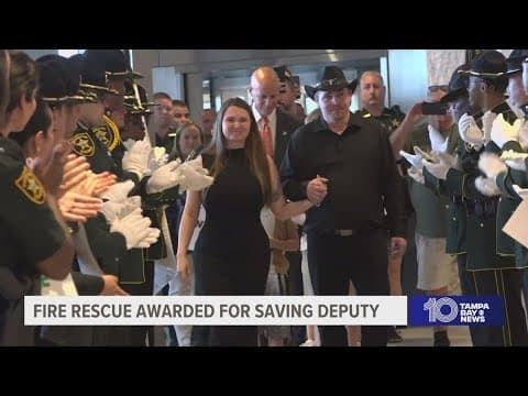 Pasco County fire rescue crew honored for saving life of Pinellas County deputy
