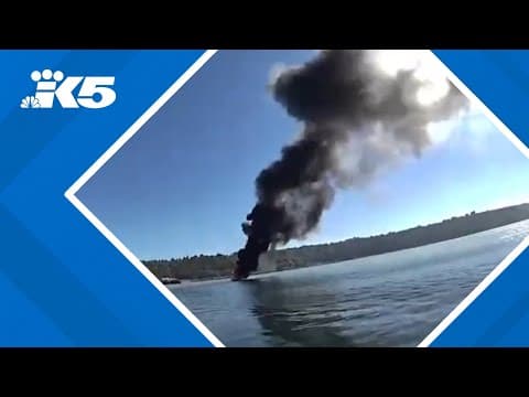 Tacoma police save 2 people, cat after boat catches fire