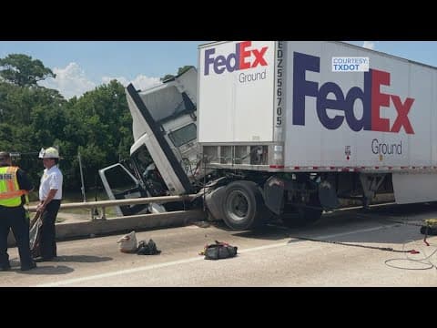 Traffic alert: FedEx truck hangs off Highway 146, leading to closure of SB lanes